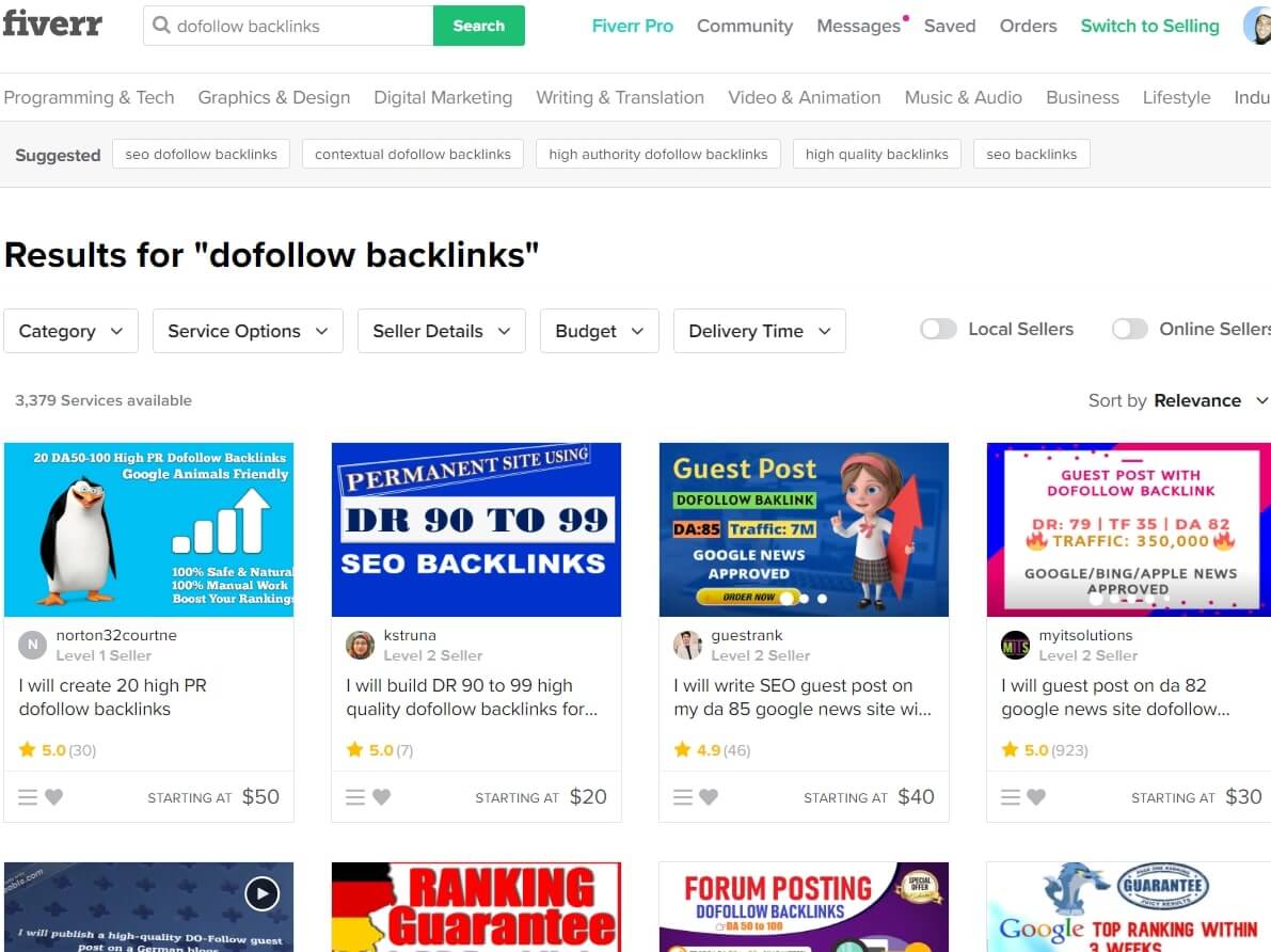 Buy Dofollow Backlinks With Fiverr