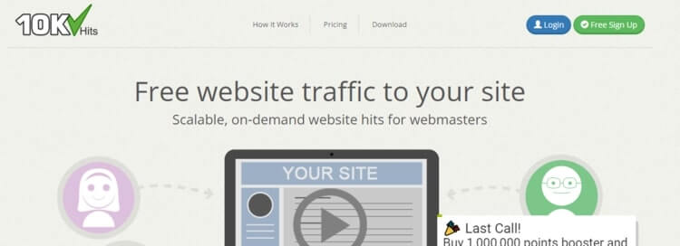 10k Hits is a simplistic website traffic bot provider