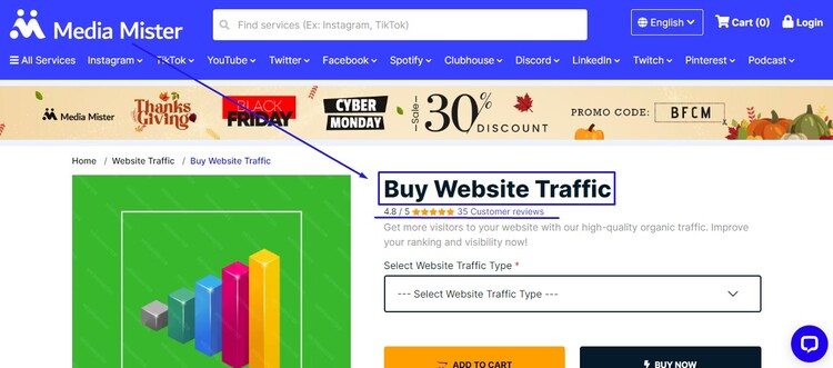 media mister to buy website traffic USA