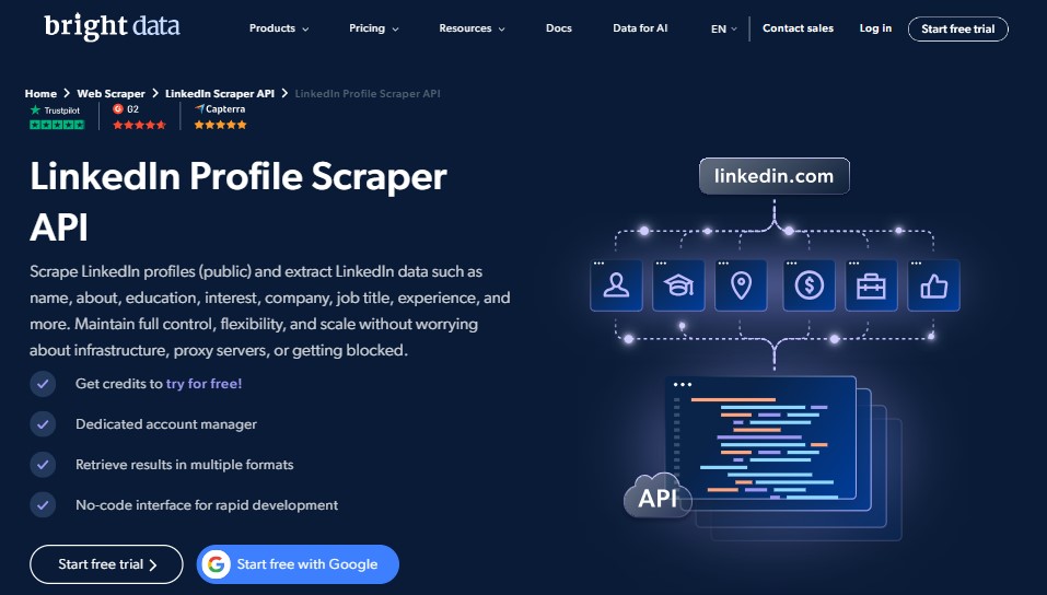 Bright Data linkedin profile scraper