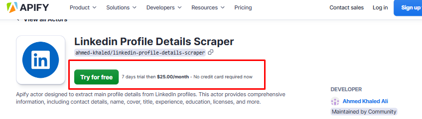 linkedin profile apify