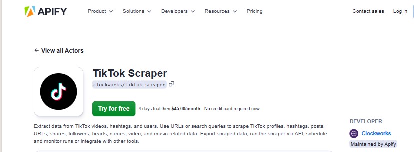 Apify tiktok scraper