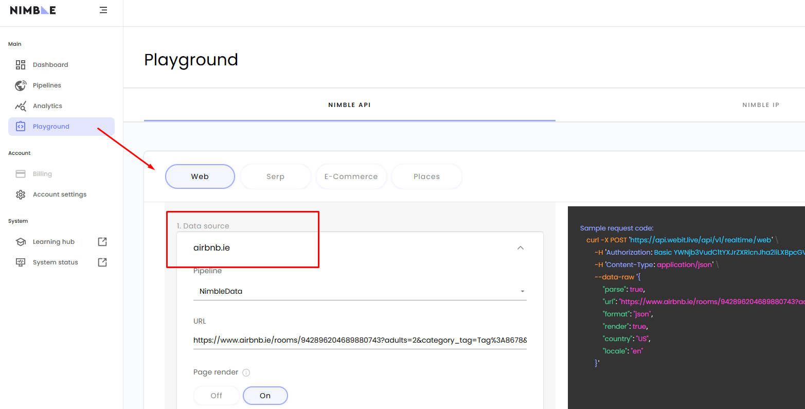 Nimble scraping Airbnb