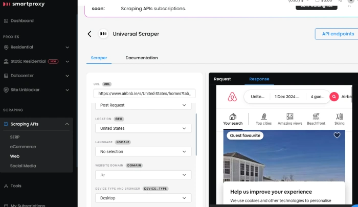 smarproxy scraping Airbnb