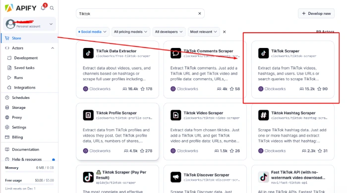 Apify tiktok scraper