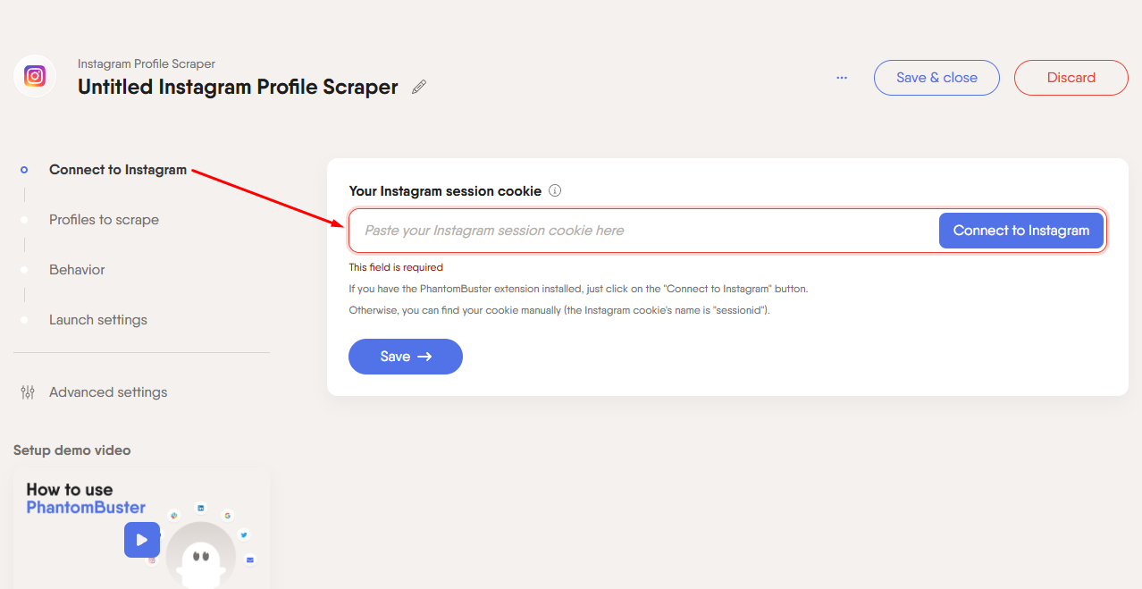 Set Up the Instagram Profile Scraper
