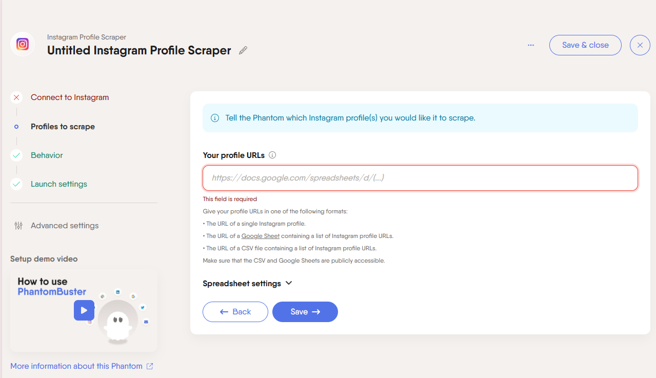 Set Up the Instagram Profile Scraper
