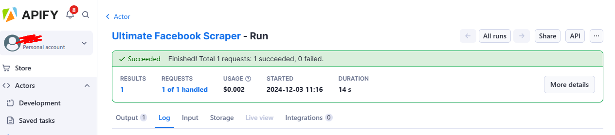 Apify’s Ultimate Facebook Scraper