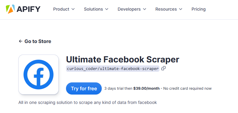 Apify’s Ultimate Facebook Scraper