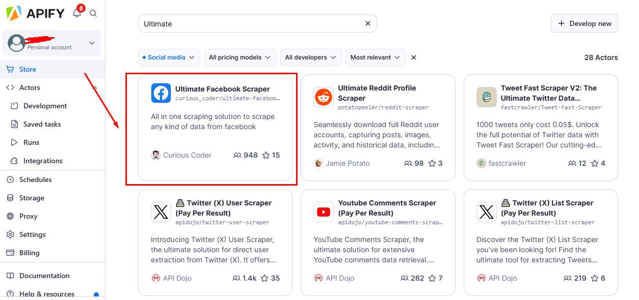 Apify’s Ultimate Facebook Scraper