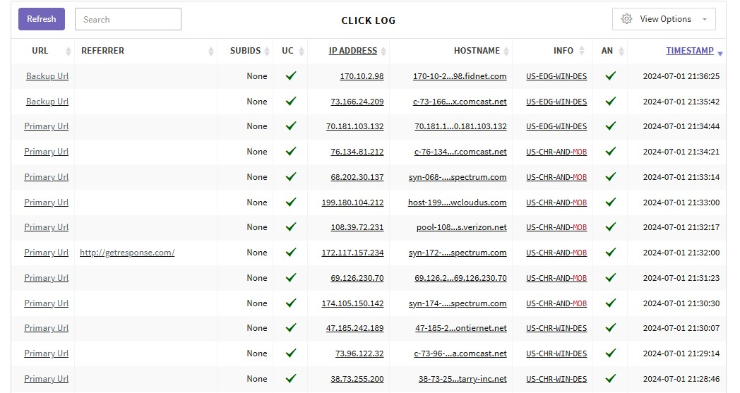 Click Log Details