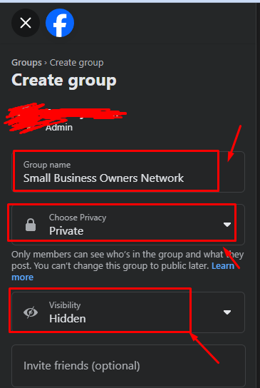 Fill in the Group Details