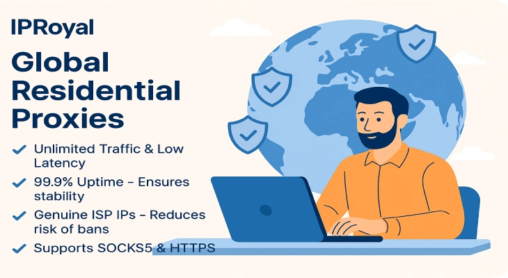 IPRoyal provides global static residential proxies