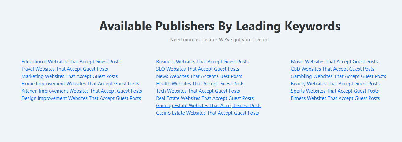 Available Publishers Available Publishers: