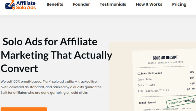 AffiliateSoloAds Home page AffiliateSoloAds Home page